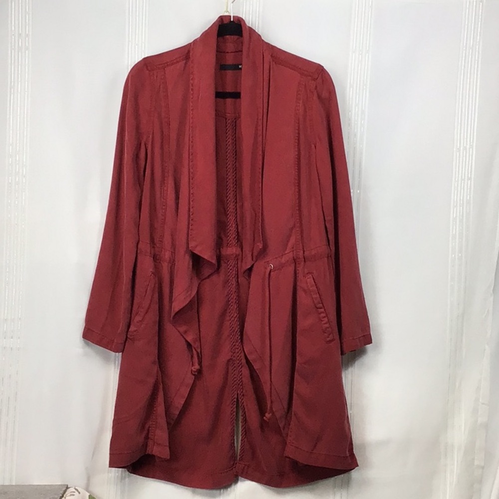 🍂Max Jeans Sienna Tencel Drape Duster Rope Tie Knee Length Jacket Sz.XS